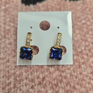 Planet Gold Sapphire Blue and Gold Earrings